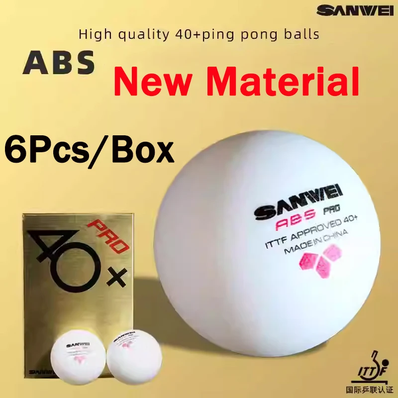 Table Tennis Olympics - 6 stuks/doos, nieuw materiaal, SANWEI ABS